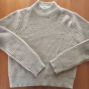 Tan Cropped Turtleneck Sweater